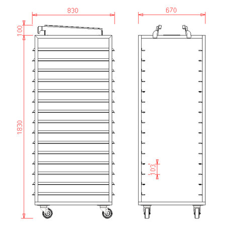 Platenwagen Hein -  80x60 - 15 etages