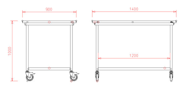 Werkbank met RVS blad 140x90x100 - met vlonder