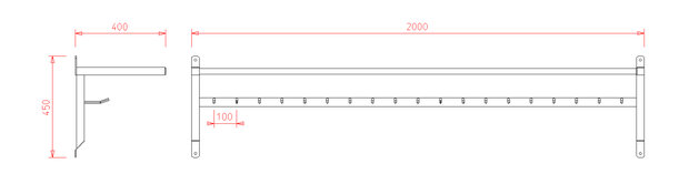 Afdruiprek/pannenrek RVS - 200x40