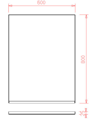 Bakplaat alusteel 80x60 - 3 randen van 2,5cm en scheprand