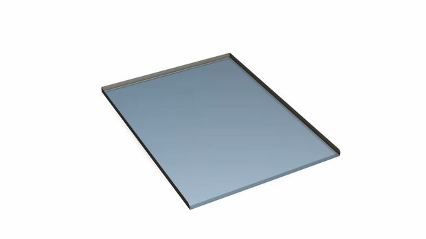 Bakplaat alusteel 80x60 - 3 randen van 2,5cm en scheprand