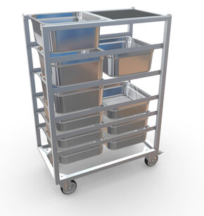 Decoratiewagen RVS - 10 gastronormbakken 
