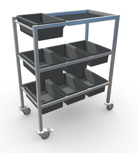 Decoratiewagen RVS - 7 kunststofbakken